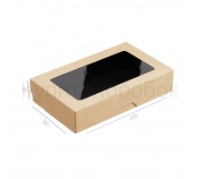 Картонная коробка с окошком чёрная 200х120х40 мм